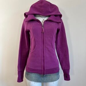 lululemon scuba hoodie magenta full zip thumbholes size 2